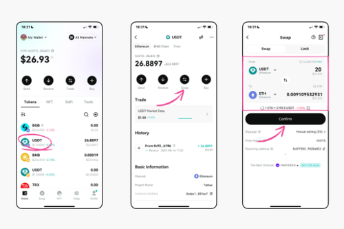 Cách hoán đổi chuỗi chéo (cross-chain swap) trong ví Bitget