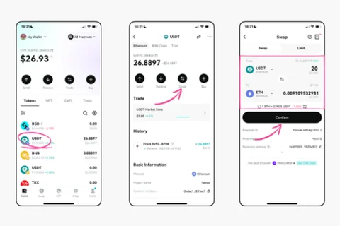 Cách hoán đổi chuỗi chéo (cross-chain swap) trong ví Bitget