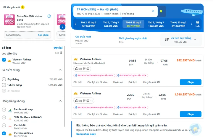 B&iacute; quyết săn v&eacute; m&aacute;y bay Vietnam Airlines tiết kiệm nhất