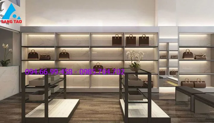 Review kệ trưng bày bằng gỗ - nội thất Sáng Tạo