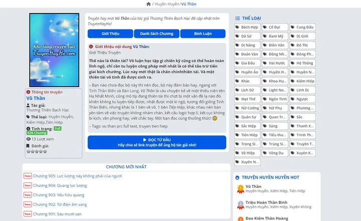 Review website đọc truyện miễn phí: Truyện Hay Ho - Thỏa sức giải trí với kho tàng truyện khổng lồ