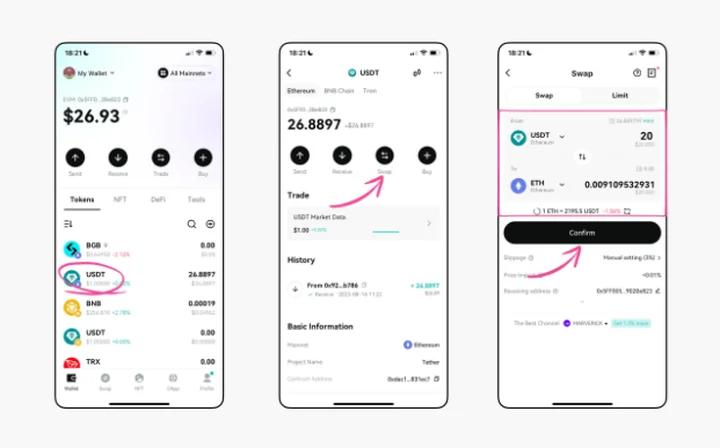 Cách hoán đổi chuỗi chéo (cross-chain swap) trong ví Bitget
