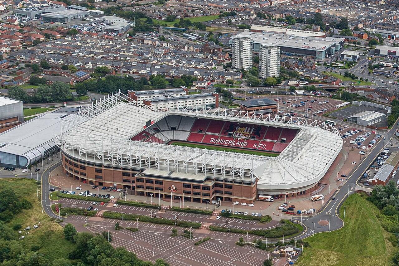 Sân vận động Stadium of Light của Sunderland nhìn từ trên cao